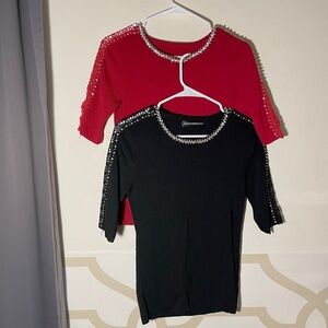 Women’s Charmed Half Sleeve Top Bundle (Red + Black) - Size M